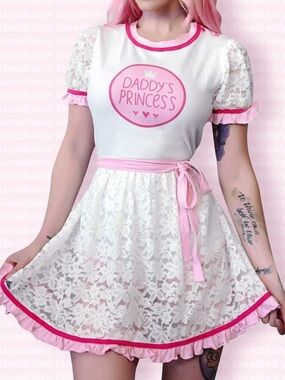 LittleForBig Daddy’s Princess Lace Romper Dress S NWT Kawaii Pastel Coquette